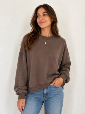 GAP Large Taupe Oversized Fleece Crewneck Sweatshirt L